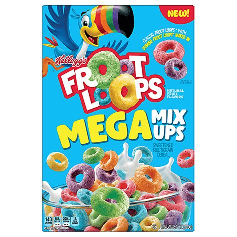 Cereal, Multigrain, Sweetened, Natural Fruit Flavors, Mega Mix Ups.